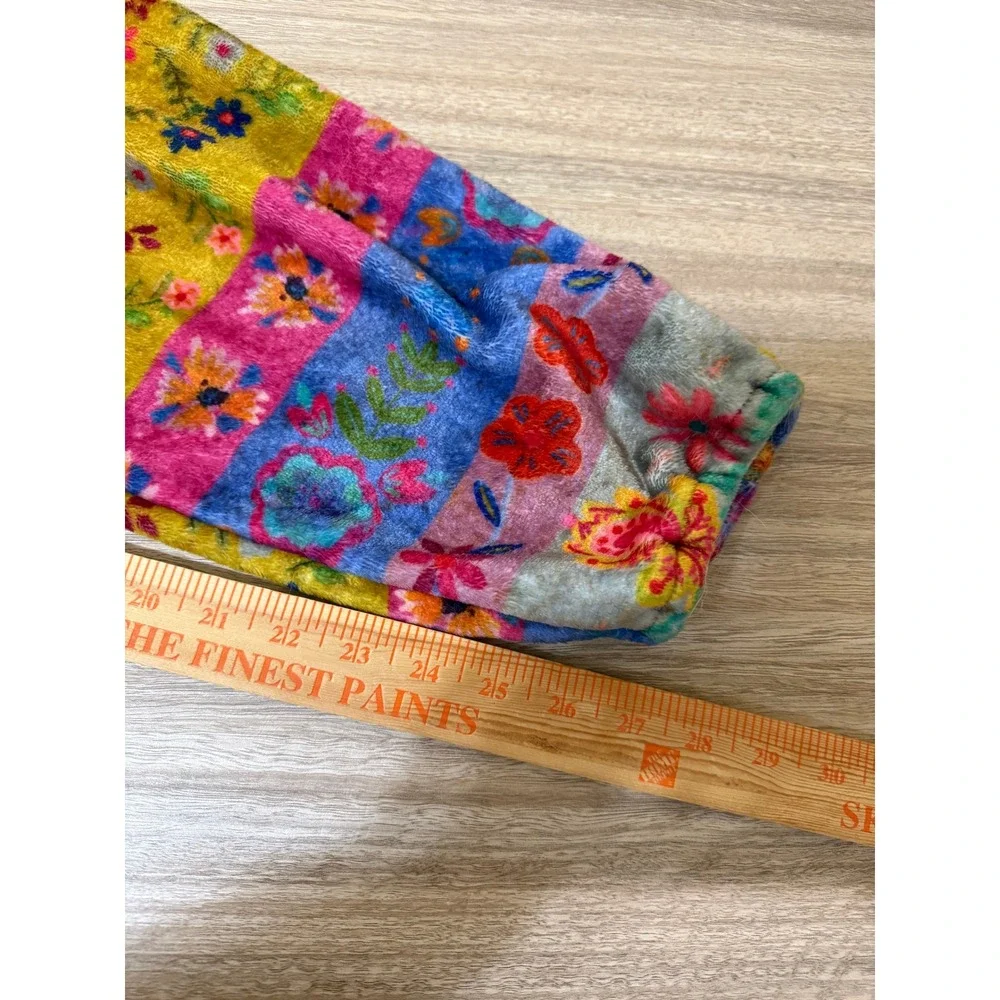 Natural Life Women Jumpsuit Lounger M Multicolor Floral Patchwork Boho Cozy Soft